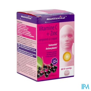 Mannavita Vitamine C + Zink Kauwtabl 60