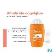 Afbeelding in Gallery-weergave laden, Avene Zon Spf50 Ultra Fluid Invisible 50ml
