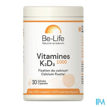 Afbeelding in Gallery-weergave laden, Vitamines K2 D3 1000 Be Life Caps 30
