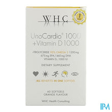 Afbeelding in Gallery-weergave laden, Unocardio 1000 + Vit D 1000 Softgels 60
