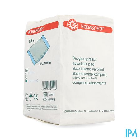 Noba Absorbent Pad N/ster 10cmx10cm 25 9340920