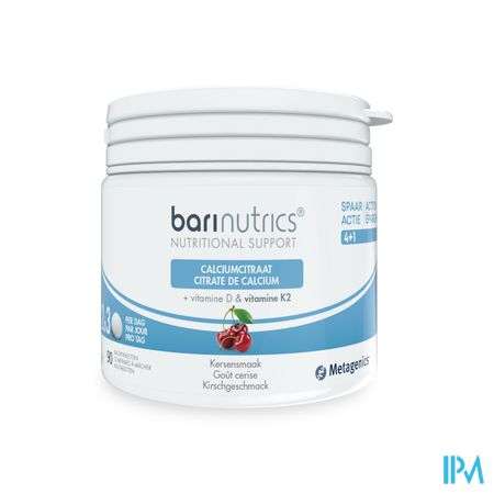 Barinutrics Calciumcitraat Kers + K2 Kauwtabl 90