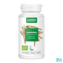 Load image into Gallery viewer, Purasana Vegan Ashwagandha 400mg Bio V-caps 60 Nf
