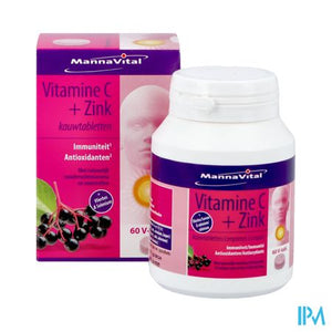 Mannavita Vitamine C + Zink Kauwtabl 60