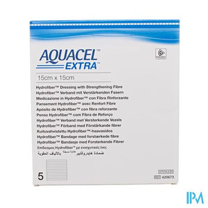 Aquacel Extra Verb Hydrofiber+versterk. 15x15cm 5