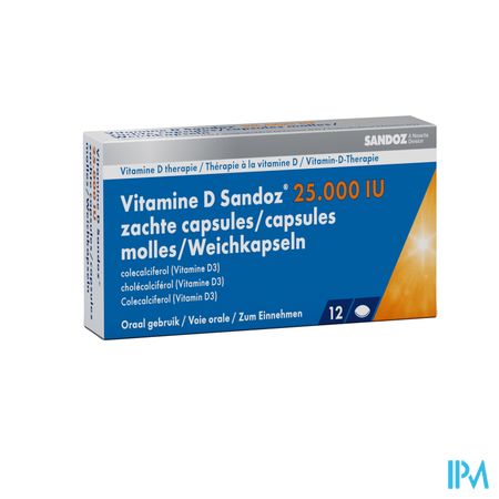 Vitamine D Sandoz 25000iu Caps Zacht 12