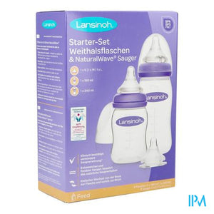 Lansinoh Starterset Drinkfles+speen Natural Wave