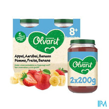 Afbeelding in Gallery-weergave laden, Olvarit Fruit Appel Aardbei Zwarte Bes 2x200g 8m60
