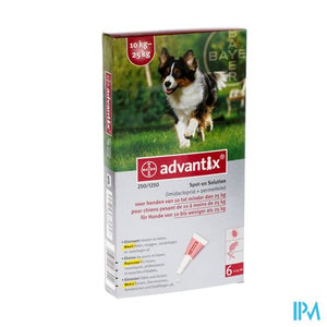 Advantix 250/1250 Honden 10<25kg Fl 6x2,5ml