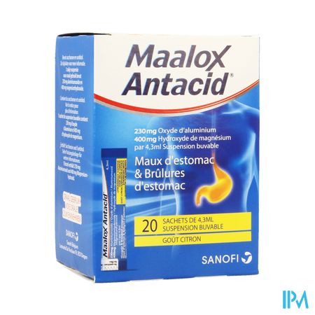 Maalox Antacid Lemon 230mg/400mg Susp Or. 20x4,3ml