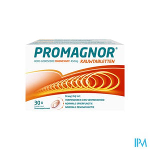 Promagnor: Hoog Gedoseerd Magnesium 450mg (30  Kauwtabletten)