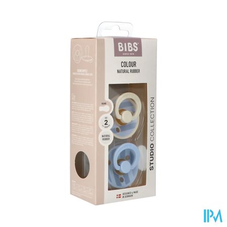 Bibs 2 Fopspeen Studio Duo Block Baby Blue