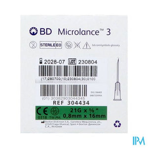 Bd Microlance 3 Naald 21g 5/8 Rb 0,8x16mm Groen100