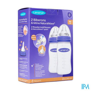 Lansinoh Zuigfles + Natural Wave Speen 2x240ml