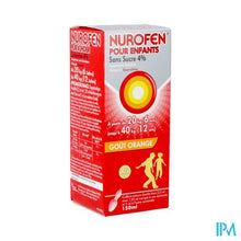 Afbeelding in Gallery-weergave laden, Nurofen Kind Sinaas 4% Susp Suikervrij 150ml
