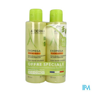 Aderma Exomega Control Olie 2x500ml Promo -50%