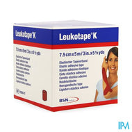 Leukotape K Kleefwindel Elast Rood 7,5cmx5m 1