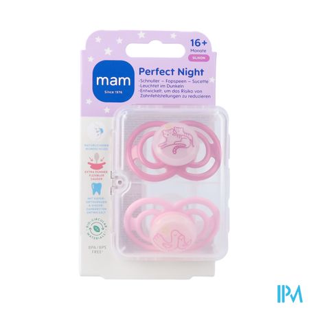 Mam Perfect Night Fopspeen Silic. Pure 16m+ Pink 2