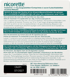 Nicorette Freshmint 4mg Zuigtabl Z/suiker 80 Nf