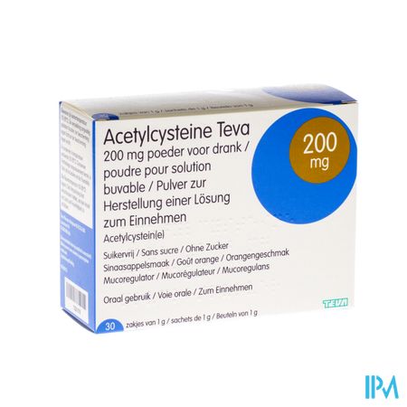 Acetylcysteine Teva 200mg Pdr Sach 30 X 200mg