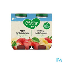Afbeelding in Gallery-weergave laden, Olvarit Fruit Appel Aardbei Zwarte Bes 2x200g 8m60
