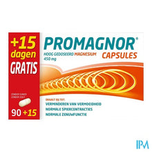 Afbeelding in Gallery-weergave laden, Promagnor: Hoog Gedoseerd Magnesium 450mg (90+15 capsules)
