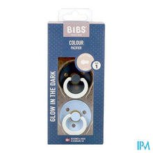 Charger l'image dans la galerie, Bibs 1 Fopspeen Duo Glow Dark Iron&amp;baby Blue
