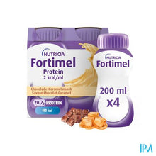 Load image into Gallery viewer, Fortimel Protein 2kcal Karamel&amp;chocolade 4x200ml

