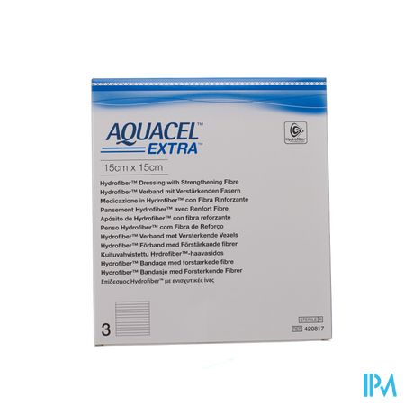 Aquacel Extra Verb Hydrofiber+versterk. 15x15cm 3