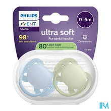Afbeelding in Gallery-weergave laden, Philips Avent Fopspeen +0m Soft Lichtblauw/groen 2
