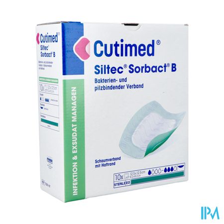 Cutimed Siltec Sorbact B 12,5x12,5cm 10