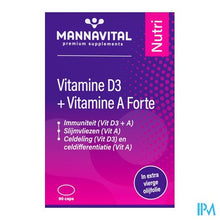 Charger l'image dans la galerie, Mannavital Vitamine D3 + Vitamine A Forte Caps 90
