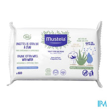 Load image into Gallery viewer, Mustela Ch Bio Katoenen Doekjes Water 60

