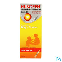 Afbeelding in Gallery-weergave laden, Nurofen Kind Suikervrij Aardbei 2 % 200ml
