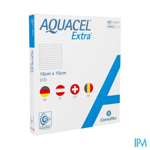 Aquacel Extra Verb Hydrofiber+versterk. 15x15cm 5