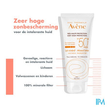 Charger l'image dans la galerie, Avene Zon Spf50+minerale Melk Z.hoge Besch. 100ml
