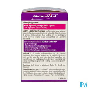 Mannavital Acetyl l-carnitine Platinum V-caps 60