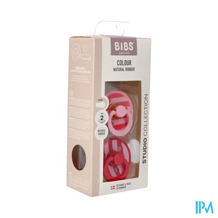 Bibs 2 Fopspeen Studio Duo Block Baby Pink