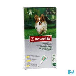 Advantix 40/ 200 Honden < 4kg Fl 6x0,4ml