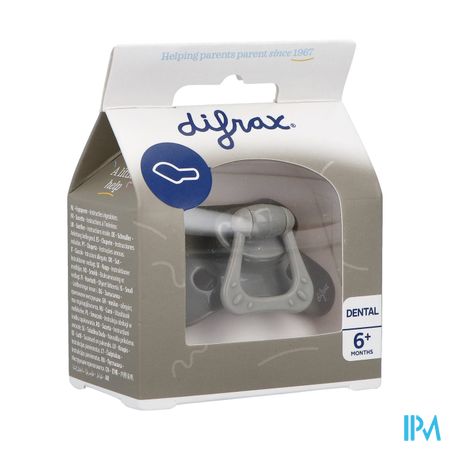 Difrax Fopspeen Dental +6m Uni/pure Grijs/clay