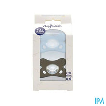 Load image into Gallery viewer, Difrax Fopspeen Natural 0-6m 2pack Blauw/grijs
