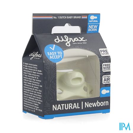 Difrax Fopspeen Natural Newborn Uni/pure Cr/popc.