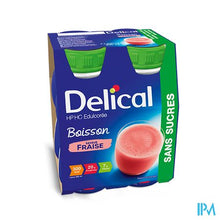 Load image into Gallery viewer, Delical Melkdrank Hp-hc Z/suiker Aardbei 4x200ml
