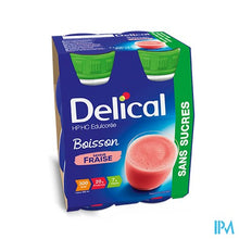Charger l'image dans la galerie, Delical Melkdrank Hp-hc Z/suiker Aardbei 4x200ml
