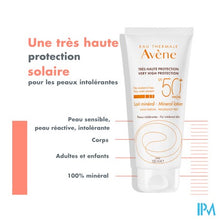 Charger l'image dans la galerie, Avene Zon Spf50+minerale Melk Z.hoge Besch. 100ml
