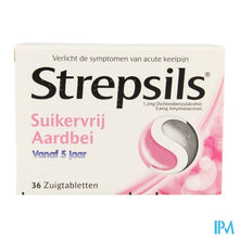 Load image into Gallery viewer, Strepsils Suikervrij Aardbeien Past 36
