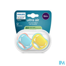 Afbeelding in Gallery-weergave laden, Philips Avent Fopspeen +18m Air Geel/turqouise 2
