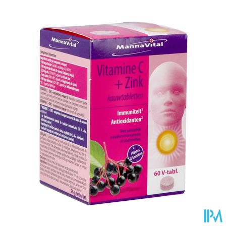 Mannavita Vitamine C + Zink Kauwtabl 60