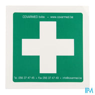 Sticker Groen Wit Kruis Ehbo 10x10cm