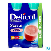 Afbeelding in Gallery-weergave laden, Delical Melkdrank Z/suiker Aardbei 4x200ml
